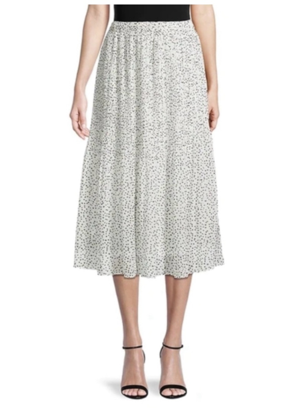 WD.NY White Midi Skirt with Black Dot Print
